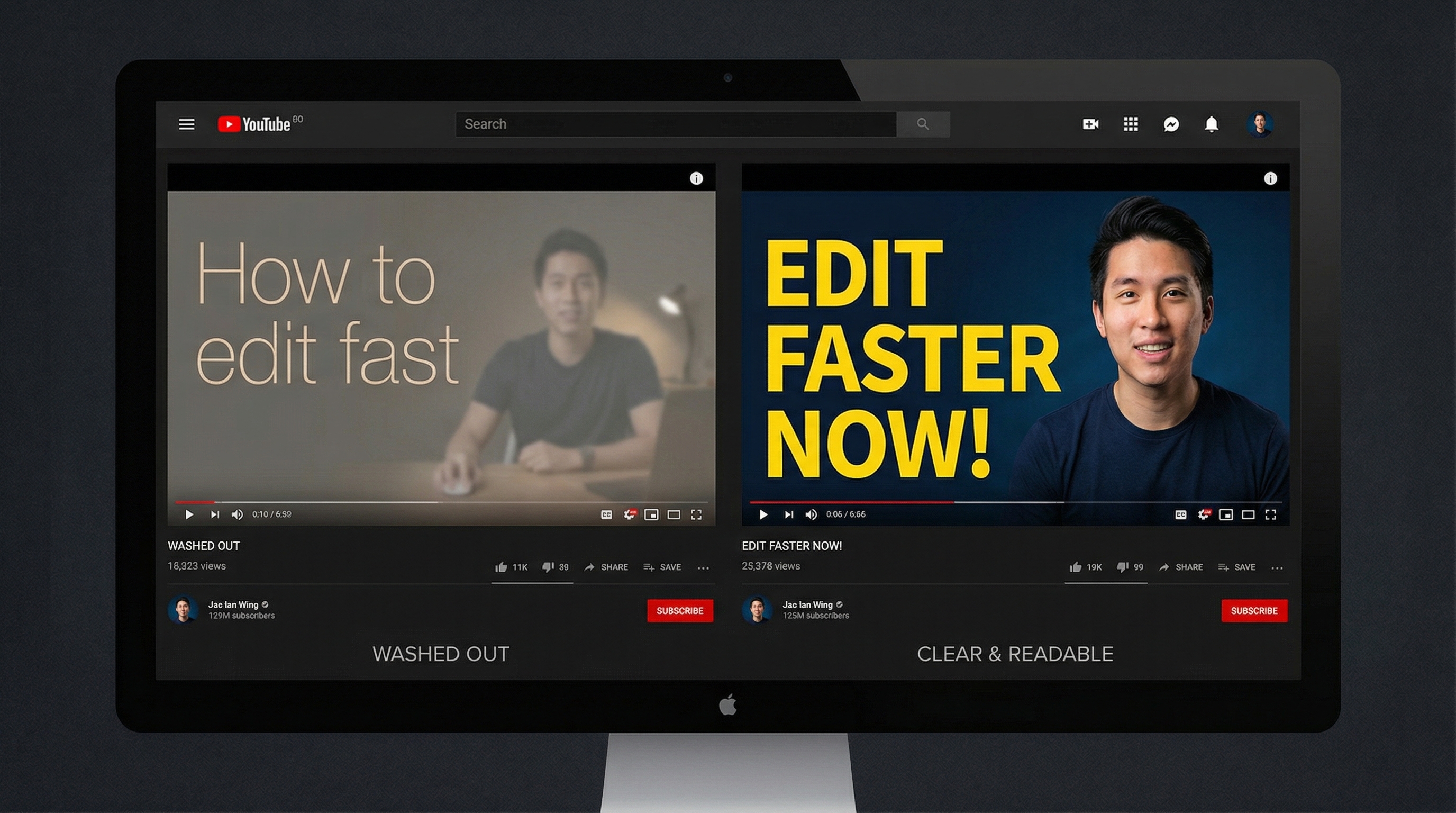 Side by side comparison of a washed-out low contrast thumbnail versus a clear, readable high contrast thumbnail